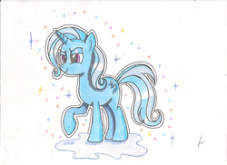 Size: 1048x762 | Tagged: safe, artist:ulisesdarklight, trixie, pony, unicorn, g4, female, mare, smiling, solo, traditional art