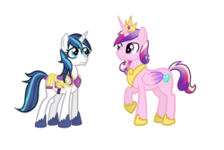 Size: 2160x1440 | Tagged: safe, artist:thecheeseburger, princess cadance, shining armor, alicorn, pony, unicorn, armor, armored pony, female, folded wings, gleaming bolero, gleaming shield, horn, husband and wife, husbando, male, prince bolero, rule 63, shiningcadance, shipping, straight, wife, wings, wings down