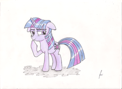 Size: 2338x1700 | Tagged: safe, artist:ulisesdarklight, twilight sparkle, g4, female, solo, traditional art