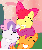 Size: 434x511 | Tagged: safe, screencap, apple bloom, scootaloo, sweetie belle, earth pony, pegasus, pony, unicorn, g4, hearts and hooves day (episode), season 2, ^^, animated, apple bloom's bow, bow, cropped, cute, cutie mark crusaders, eyes closed, faic, female, filly, foal, gif, giggling, grin, hair bow, hoof over mouth, horn, laughing, laughingmares.jpg, loop, reaction image, smiling, trio, two toned mane