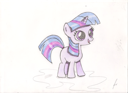 Size: 2338x1700 | Tagged: safe, artist:ulisesdarklight, twilight sparkle, g4, female, filly, solo, traditional art