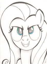 Size: 2488x3396 | Tagged: safe, artist:ulisesdarklight, fluttershy, g4, female, grin, smiling, solo, traditional art