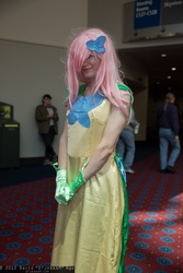Size: 1365x2048 | Tagged: safe, artist:dtjaaaam, fluttershy, human, g4, clothes, convention, cosplay, crossdressing, crossplay, dress, gala dress, gloves, irl, irl human, it's a trap, photo, wizard world portland