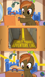 Size: 606x1027 | Tagged: safe, artist:jan, button mash, earth pony, pony, g4, button's odd game, meme, the adventure line, the stanley parable