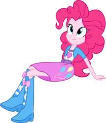 Size: 1739x2012 | Tagged: safe, artist:zacatron94, pinkie pie, equestria girls, g4, boots, clothes, crossed legs, female, high heel boots, shoes, simple background, sitting, skirt, solo, transparent background, vector