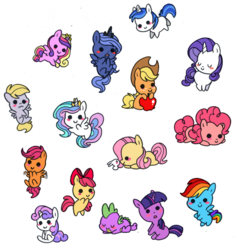 Size: 440x468 | Tagged: dead source, safe, artist:psychoon, apple bloom, applejack, derpy hooves, fluttershy, pinkie pie, princess cadance, princess celestia, princess luna, rainbow dash, rarity, scootaloo, shining armor, spike, sweetie belle, twilight sparkle, alicorn, dragon, earth pony, pegasus, pony, rabbit, unicorn, adorabloom, apple, blushing, chibi, crown, cute, cutealoo, cutedance, cutelestia, dashabetes, derpabetes, diapinkes, diasweetes, dot eyes, female, flying, jackabetes, lunabetes, mane seven, mane six, mare, raribetes, shining adorable, shyabetes, sleeping, spikabetes, twiabetes, unicorn twilight