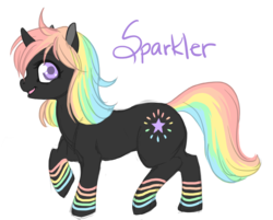 Size: 967x779 | Tagged: safe, artist:toastiepony, oc, oc only, oc:sparkler, pony, unicorn, female, mare, rainbow hair, solo