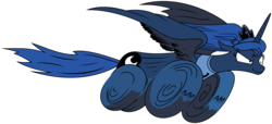 Size: 1286x585 | Tagged: safe, artist:imageconstructor, idw, princess luna, friendship is magic #9, g4, female, gotta go fast, simple background, solo, svg, transparent background, vector, wheel, wheel o feet