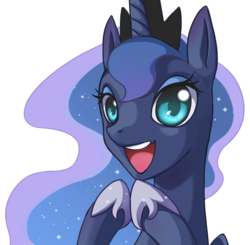 Size: 800x785 | Tagged: safe, artist:grasspainter, princess luna, g4, female, happy, simple background, solo