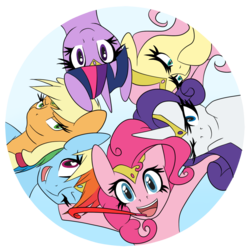 Size: 931x933 | Tagged: safe, artist:lollypopa, applejack, fluttershy, pinkie pie, rainbow dash, rarity, twilight sparkle, g4, mane six, sailor moon (series), sailor ponies