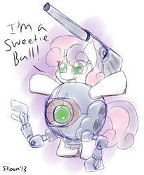 Size: 900x1100 | Tagged: safe, artist:php199, sweetie belle, pony, g4, ball, bipedal, crossover, female, gundam, mobile suit gundam, rb-79 ball, solo, sweetie ball