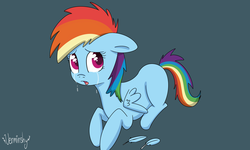 Size: 5000x3000 | Tagged: safe, artist:verminshy, rainbow dash, g4, broken wing, crying, feather, female, filly, solo