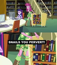 Size: 500x562 | Tagged: safe, edit, edited screencap, screencap, cheerilee, snails, twilight sparkle, equestria girls, g4, caption, phone, when you see it