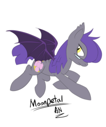 Size: 1771x2116 | Tagged: safe, artist:x6tr2ni, oc, oc only, oc:moonpetal, bat pony, pony, bat pony oc, female, glasses, mare, signature, simple background, solo, spread wings, transparent background, wings