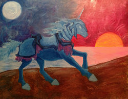 Size: 1014x788 | Tagged: safe, artist:x6tr2ni, pony, unicorn, painting, solo, traditional art