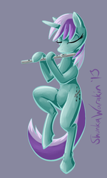 Size: 540x902 | Tagged: safe, artist:shunka warakin, liza doolots, petunia, tootsie flute, g4, background pony, flute, musical instrument, solo