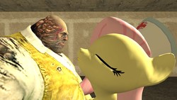 Size: 1366x768 | Tagged: safe, fluttershy, g4, 3d, close-up, eyes closed, gmod, hat, nurse, smooch, splicer