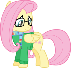 Size: 1013x974 | Tagged: safe, artist:algonquinmaniac, fluttershy, g4, bottomless, clothes, female, glasses, hilarious in hindsight, hipster, hipstershy, partial nudity, scarf, simple background, solo, svg, sweater, sweatershy, transparent background, vector