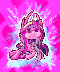 Size: 2000x2400 | Tagged: safe, artist:timeforsp, princess cadance, twilight sparkle, g4, snuggling