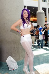 Size: 799x1200 | Tagged: safe, artist:blackmagick13666, rarity, human, g4, anime expo, belly button, cosplay, irl, irl human, photo