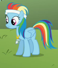 Size: 205x237 | Tagged: safe, screencap, rainbow dash, call of the cutie, g4, coach, coach rainbow dash, emotionless, female, headband, solo, whistle