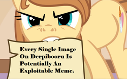 Size: 1062x661 | Tagged: safe, oc, oc only, oc:cream heart, earth pony, pony, g4, cutie mark, exploitable, female, looking at you, mare, meme, mouth hold, note, solo, teeth, text