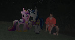 Size: 1216x656 | Tagged: safe, artist:metalgriffen69, princess cadance, shining armor, human, g4, brony, irl, irl human, night, photo, ponies in real life