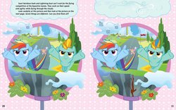 Size: 2240x1400 | Tagged: safe, cloudchaser, lightning dust, meadow flower, rainbow dash, g4, official, wonderbolts academy, spoiler:book, spot the difference, winning style