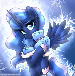 Size: 1980x2020 | Tagged: safe, artist:joakaha, princess luna, g4, clothes, female, snow, snowflake, solo