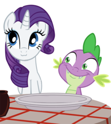 Size: 538x604 | Tagged: safe, artist:queencold, edit, rarity, spike, dragon, pony, unicorn, g4, :3, female, male, ship:sparity, shipping, simple background, straight, transparent background, vector