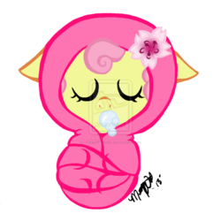 Size: 894x893 | Tagged: safe, artist:peachpalette, oc, oc only, pony, unicorn, baby, baby pony, female, filly, flower, foal, mare, sakura blossom, solo