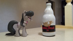 Size: 800x450 | Tagged: safe, artist:pixelkitties, octavia melody, g4, bedroom eyes, beer, female, funko, solo, toy