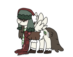 Size: 900x700 | Tagged: safe, artist:cyaf, oc, oc only, oc:pinetree breeze, pegasus, pony, g4, winter wrap up, accessory, cold, female, mare, red nosed, sick, solo, winter