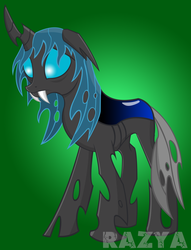 Size: 916x1200 | Tagged: safe, artist:razya, oc, oc only, changeling, solo