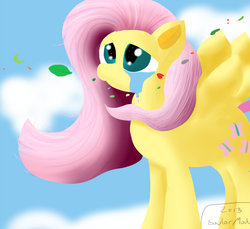 Size: 800x733 | Tagged: safe, artist:sailormod, fluttershy, g4, cloud, cloudy, crying, emotional, female, joy, sad, sky, solo