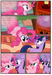 Size: 1741x2500 | Tagged: safe, artist:pyruvate, pinkie pie, twilight sparkle, comic:the usual, g4, comic