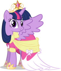Size: 524x609 | Tagged: safe, twilight sparkle, alicorn, pony, g4, official, big crown thingy, clothes, coronation dress, derp, dress, element of magic, female, looking at you, mare, simple background, solo, transparent background, twilight sparkle (alicorn), vector