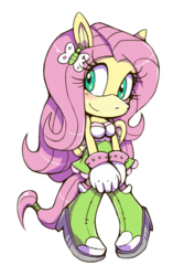 Size: 420x630 | Tagged: safe, artist:cylent-nite, fluttershy, pegasus, anthro, plantigrade anthro, equestria girls, g4, clothes, equestria girls outfit, female, simple background, skirt, solo, sonic the hedgehog (series), sonicified, style emulation, transparent background