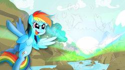 Size: 1920x1080 | Tagged: safe, artist:meteor-venture, rainbow dash, g4, female, solo, vector, wallpaper