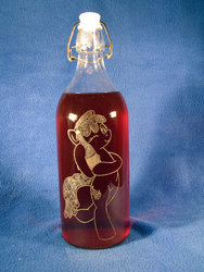 Size: 774x1032 | Tagged: safe, artist:jepso, artist:ksander-zen, berry punch, berryshine, g4, bottle, craft, customized toy, drink, engraving, glass, irl