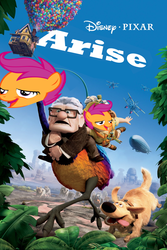 Size: 1067x1600 | Tagged: safe, edit, scootaloo, g4, carl fredricksen, chickun, disney, meme, movie poster, pixar, up