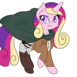 Size: 820x820 | Tagged: safe, princess cadance, pony, ask-cadance, g4, attack on titan, clothes, crossdressing, crossover, solo