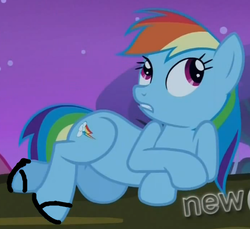 Size: 464x425 | Tagged: safe, edit, rainbow dash, g4, 1000 hours in ms paint, female, hub logo, ms paint, sandals, solo