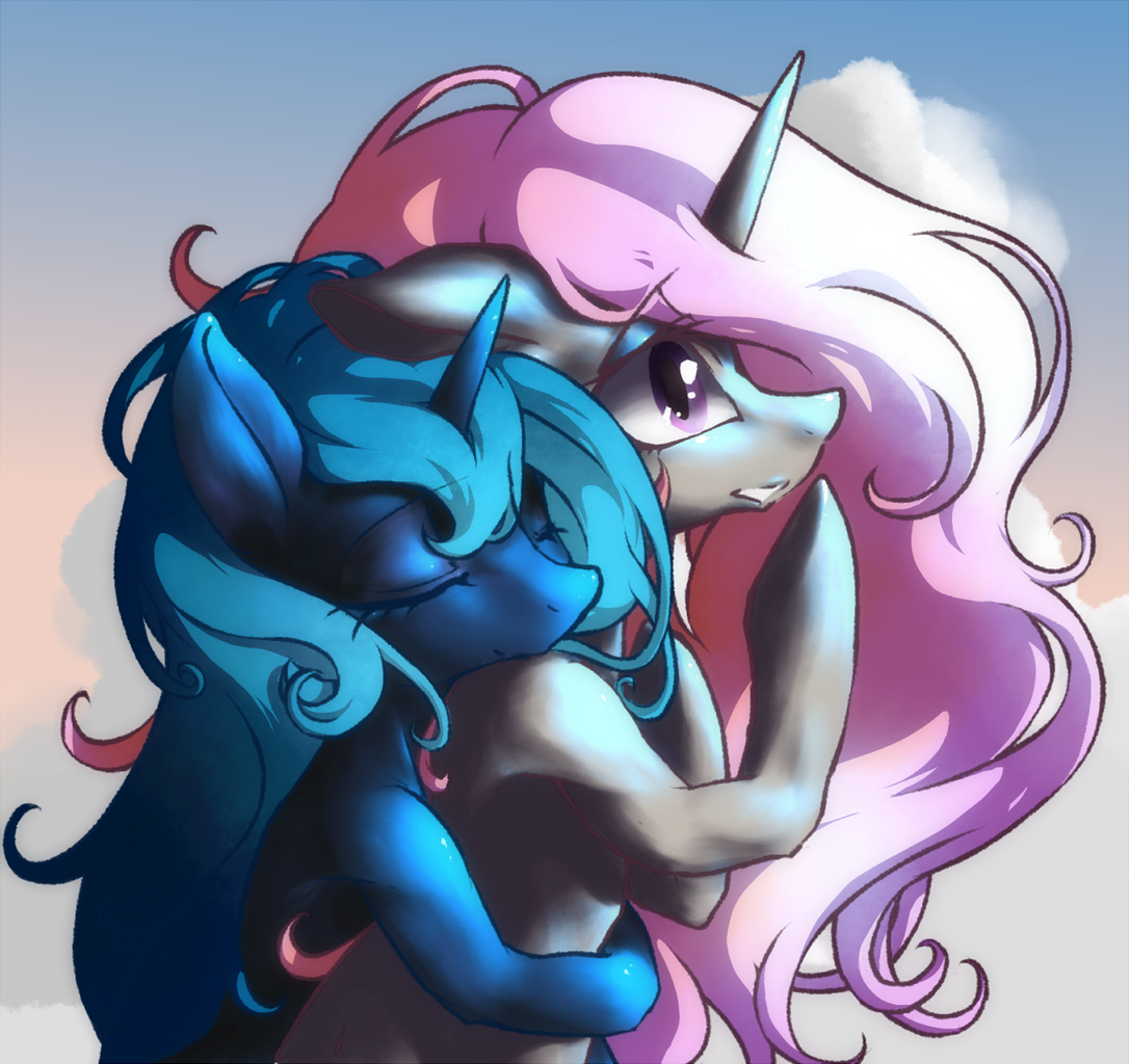 454512 Alicorn Artisttoki Duo Female Hug Pixiv Pony