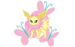 Size: 1131x707 | Tagged: safe, artist:nightswind, fluttershy, jolteon, g4, cutie mark background, female, pokefied, pokémon, simple background, solo, species swap, transparent background