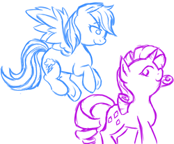 Size: 979x816 | Tagged: safe, artist:tomcolt15, rainbow dash, rarity, g4, female, lesbian, ship:raridash, shipping, sketch