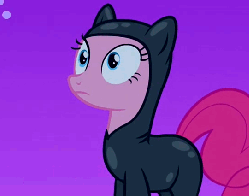 Size: 542x426 | Tagged: safe, screencap, pinkie pie, earth pony, pony, g4, it's about time, season 2, animated, animation error, catsuit, cropped, cute, diapinkes, female, floppy ears, frown, gif, gritted teeth, mare, open mouth, sad, sneaking suit, solo, wide eyes