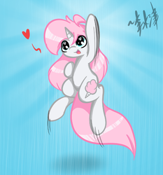 Size: 465x500 | Tagged: safe, alternate version, artist:lightningnickel, oc, oc only, oc:cotton candy, cute, heart, solo, victory