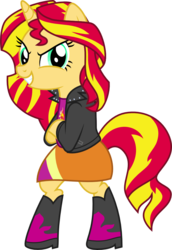 Size: 875x1268 | Tagged: safe, artist:jeatz-axl, sunset shimmer, pony, unicorn, g4, bipedal, clothes, equestria girls outfit, female, simple background, solo, svg, transparent background, vector