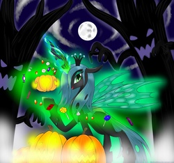 Size: 3200x3000 | Tagged: safe, artist:bludraconoid, queen chrysalis, changeling, changeling queen, g4, female, halloween, nightmare night, solo